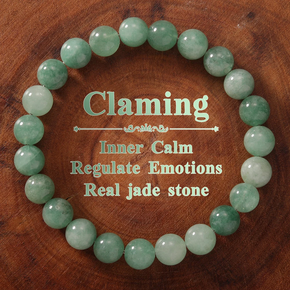 Pulsera de jade genuino para mujer y hombre, brazalete con cuentas de cristal verde, pulsera de fortuna, joyería de liquidación de piedra natural