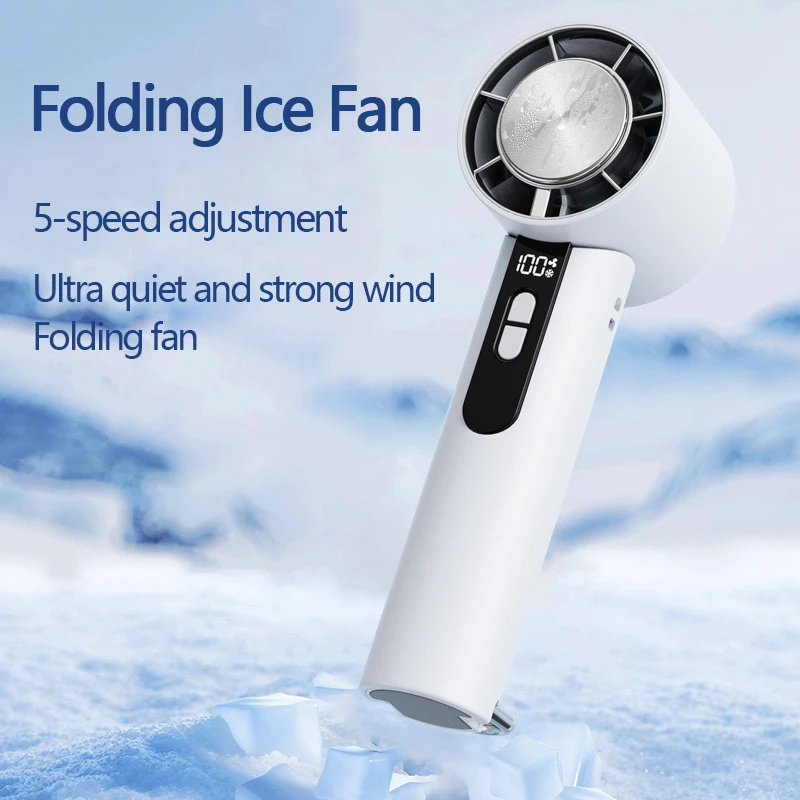 

Portable Fan 3000mAh USB Rechargeable 100-Speed Turbo Cooling Fan HD Digital Display Handheld Folding Fan for Outdoor Travel