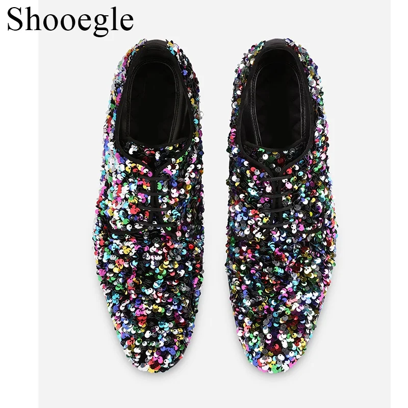 Hot Fashion Luxury Mixed Color Bling Loafers Men Glitter Wedding Shoes Handmade Summer Dress Shoes Men\'s Flats Casual Shoes