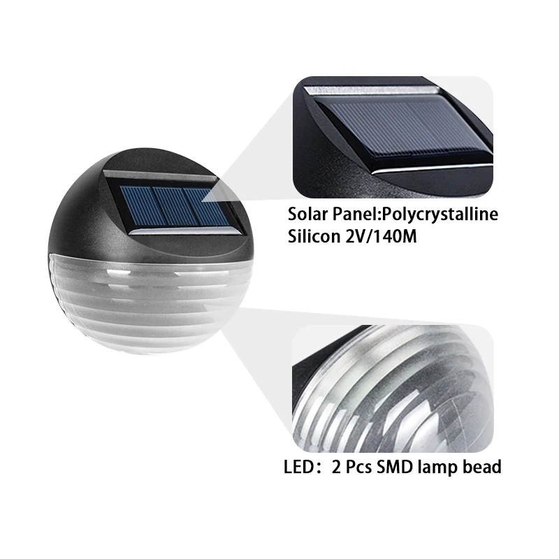 Luz LED Solar impermeable para jardín, lámpara de paso para puerta y pared, 2 LED