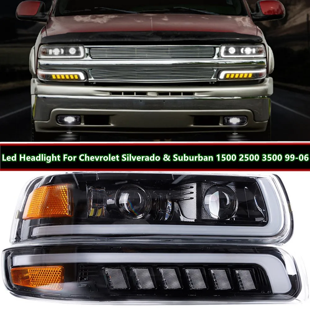 

LED Headlights For Chevrolet Chevy Silverado 1500 2500 3500 1999-2002 Suburban Tahoe 2000-2006 Accessories Front Lights Assembly