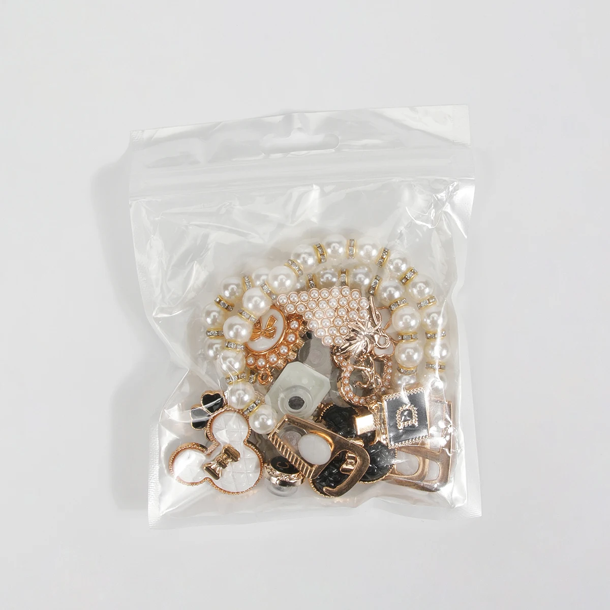 � 18-teilige goldene Bären- und Hasen-Schuhanhänger – abnehmbare Bling-Blumenklammern für DIY-Schuhe und Party-Dekoration für Damen – Detail 11