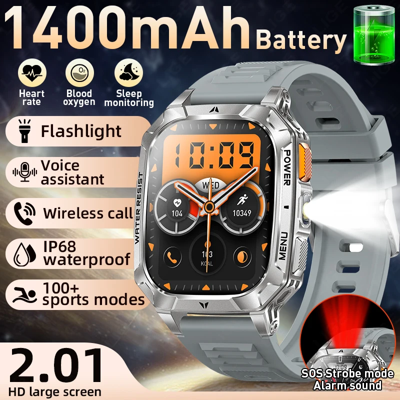 

Умные часы LIGE, 1400 мАч, 2,01-дюймовый экран, Bluetooth, голосовой помощник, часы для занятий спортом, фитнесом, IP68, водонепроницаемые умные часы для мужчин