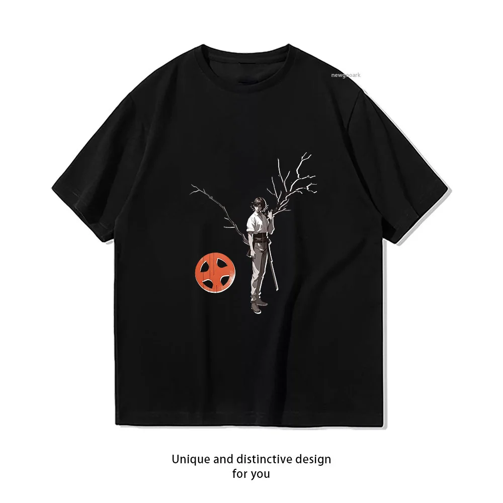 Samurai Forest Warrior T-Shirt Design  Casual Cotton Short Sleeve Tee for Men Women