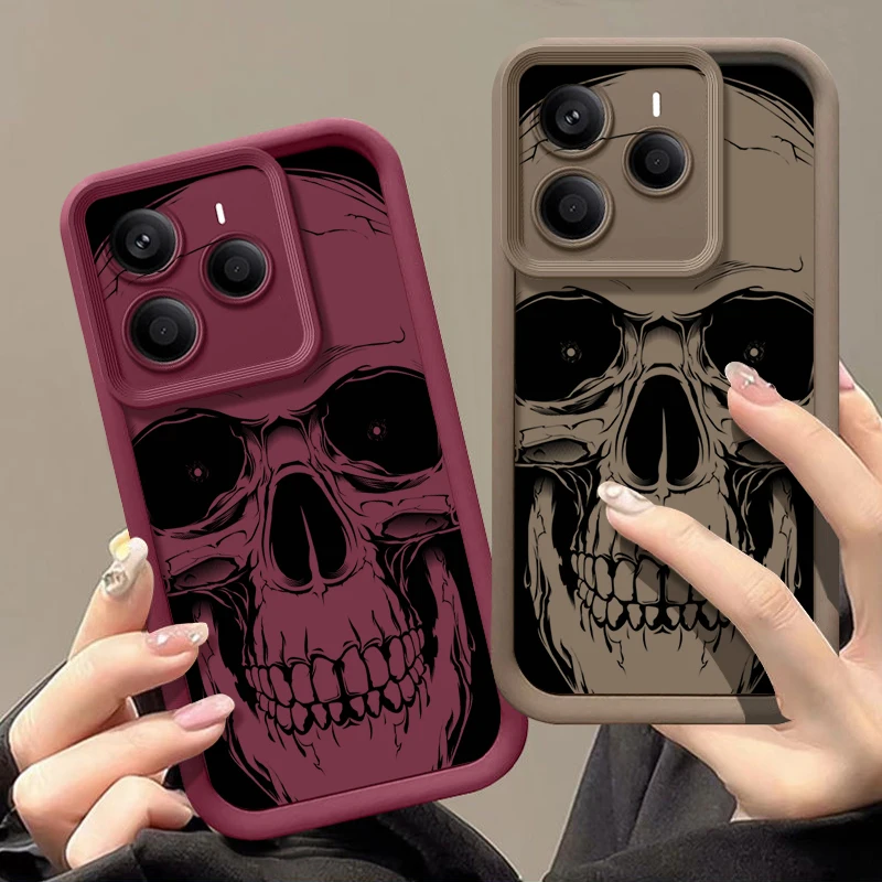 Cool Black Skull Print Phone Case For Xiaomi Redmi Note 15 14 13 Pro 4G Note 13 14 Pro Plus 5G Soft TPU Silicone Back Cover