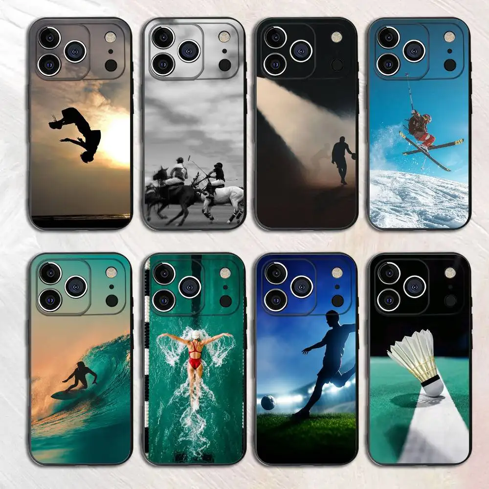 

Intense Sports Black Matte Phone Case For iPhone 17,16,15,14,13,12,13,12,11 Pro Max Plus mini XS XR Silicone Soft Back Cover