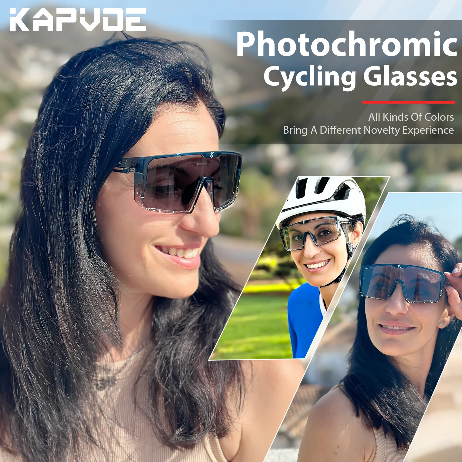 Kapvoe MTB gafas de sol para bicicleta de carretera UV400 gafas de protección fotocromática hombres mujeres montar gafas a prueba de viento gafas para deportes al aire libre