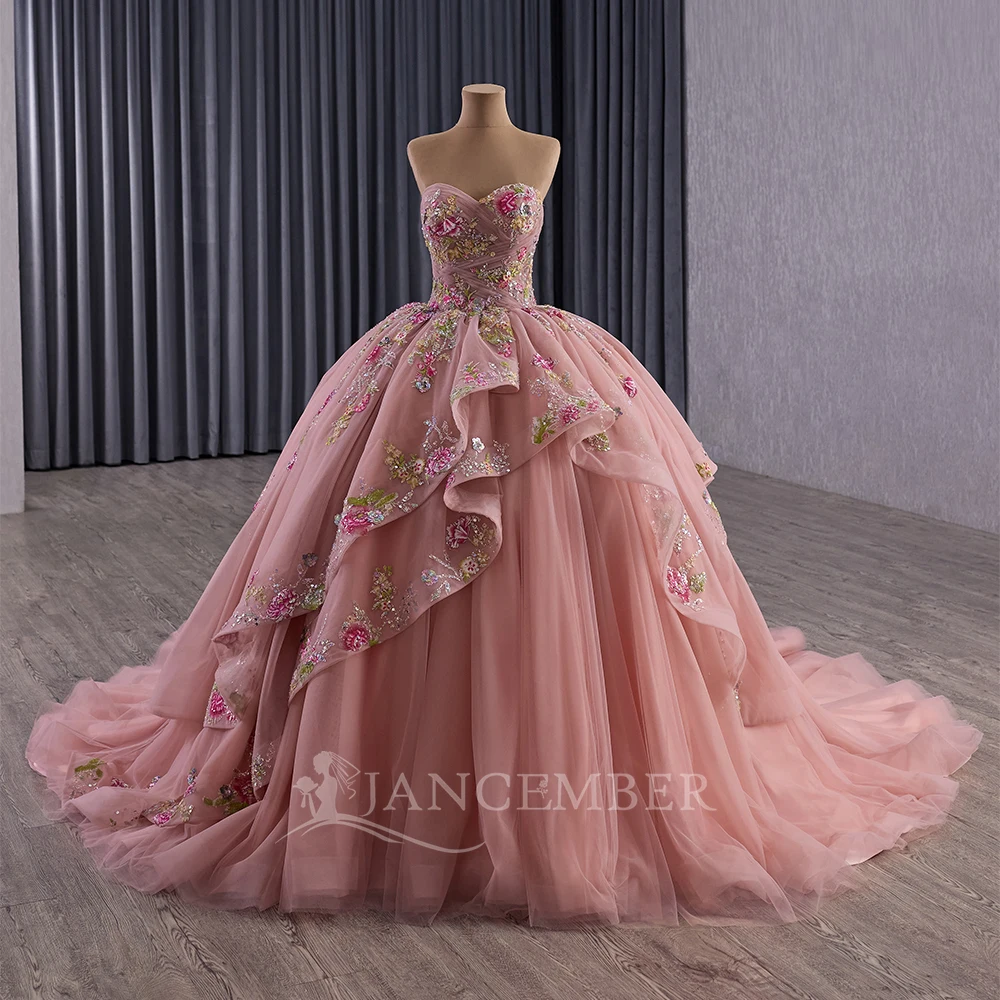 Abito da ballo personalizzato Abiti Quinceanera convertibili di 15 anni 2 in 1 Abiti rosa da 15 quinceañeras Abito da ballo per feste