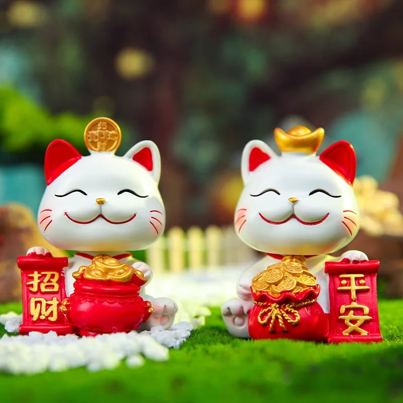 Creative Shaking Cat Car Decoration Hand-Made Resin Craft Home Desk Opening Give as Gifts Decoration