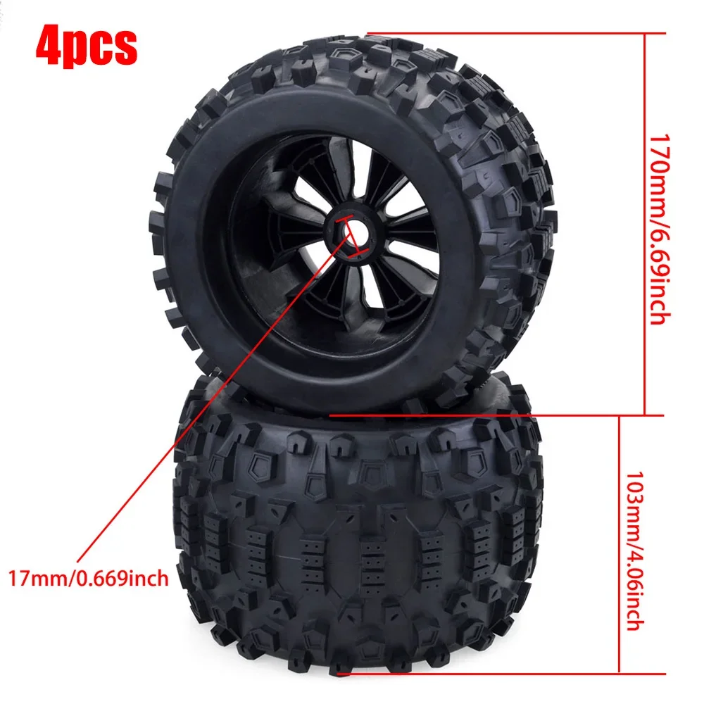 4 STUKS 17mm Hex 1/8 RC Monster Truck Wielband Hub Velg Rubberen Band VOOR RC Auto Redcat HPI Kyosho Hobao Hongnor Team Losi GM DHK