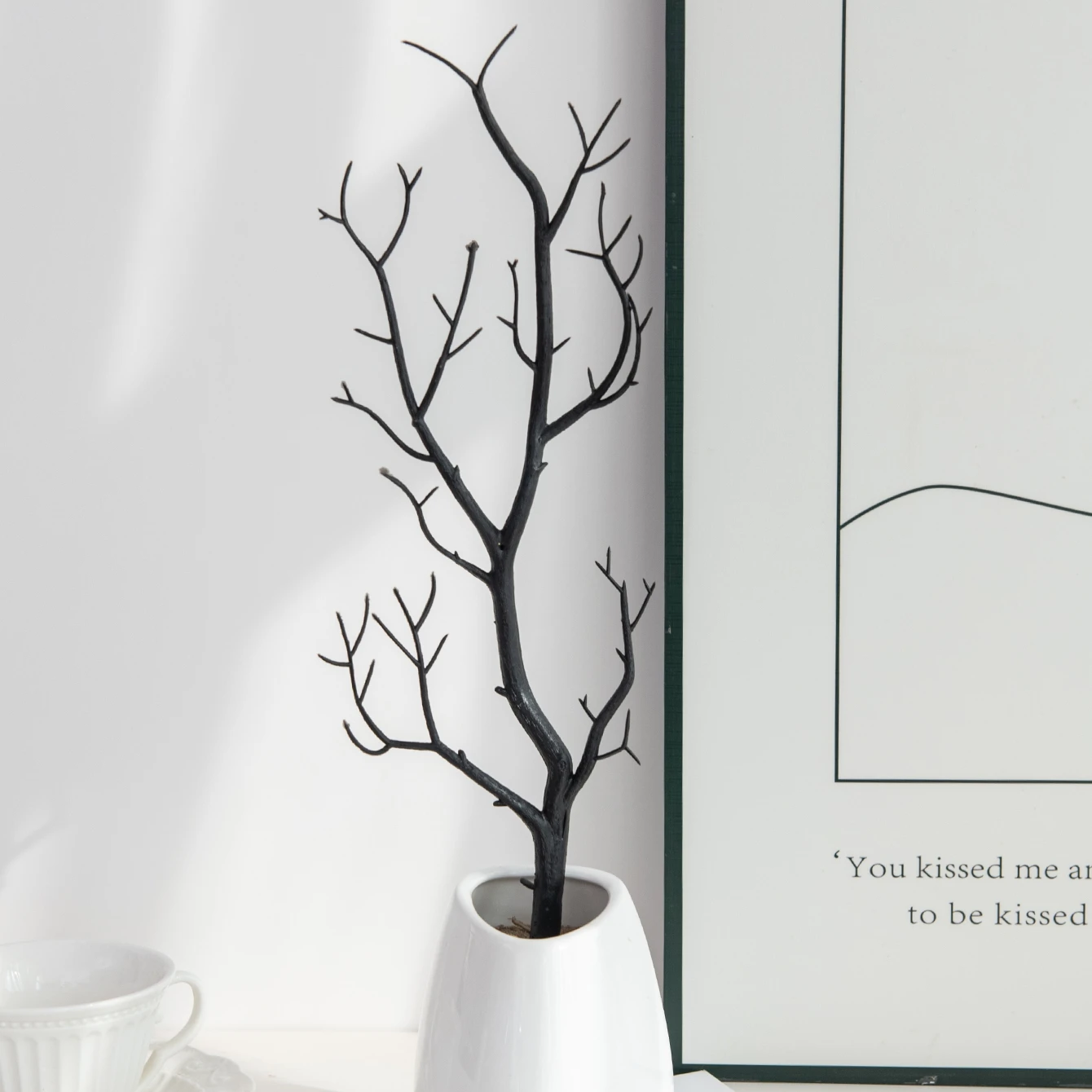 Künstlicher Pflanzenzweig, hochwertig, für Zuhause, Büro, Party, Vase, Tischdekoration, Garten, Hof, Bonsai, Hochzeit, DIY, Geschenkbox, Requisite – Detail 4