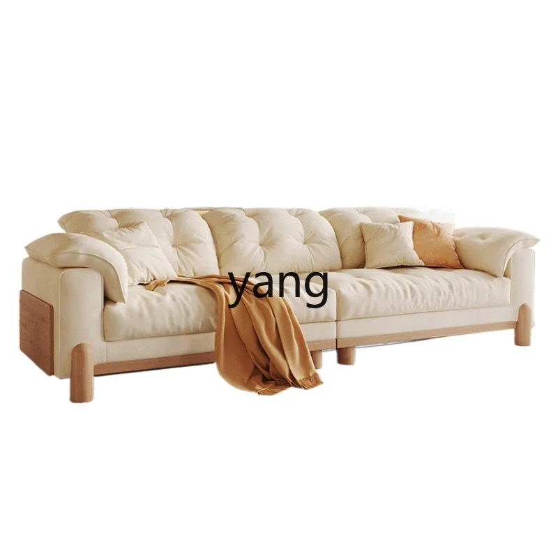 

Cx log wind cream living room simple straight solid wood cloud sofa