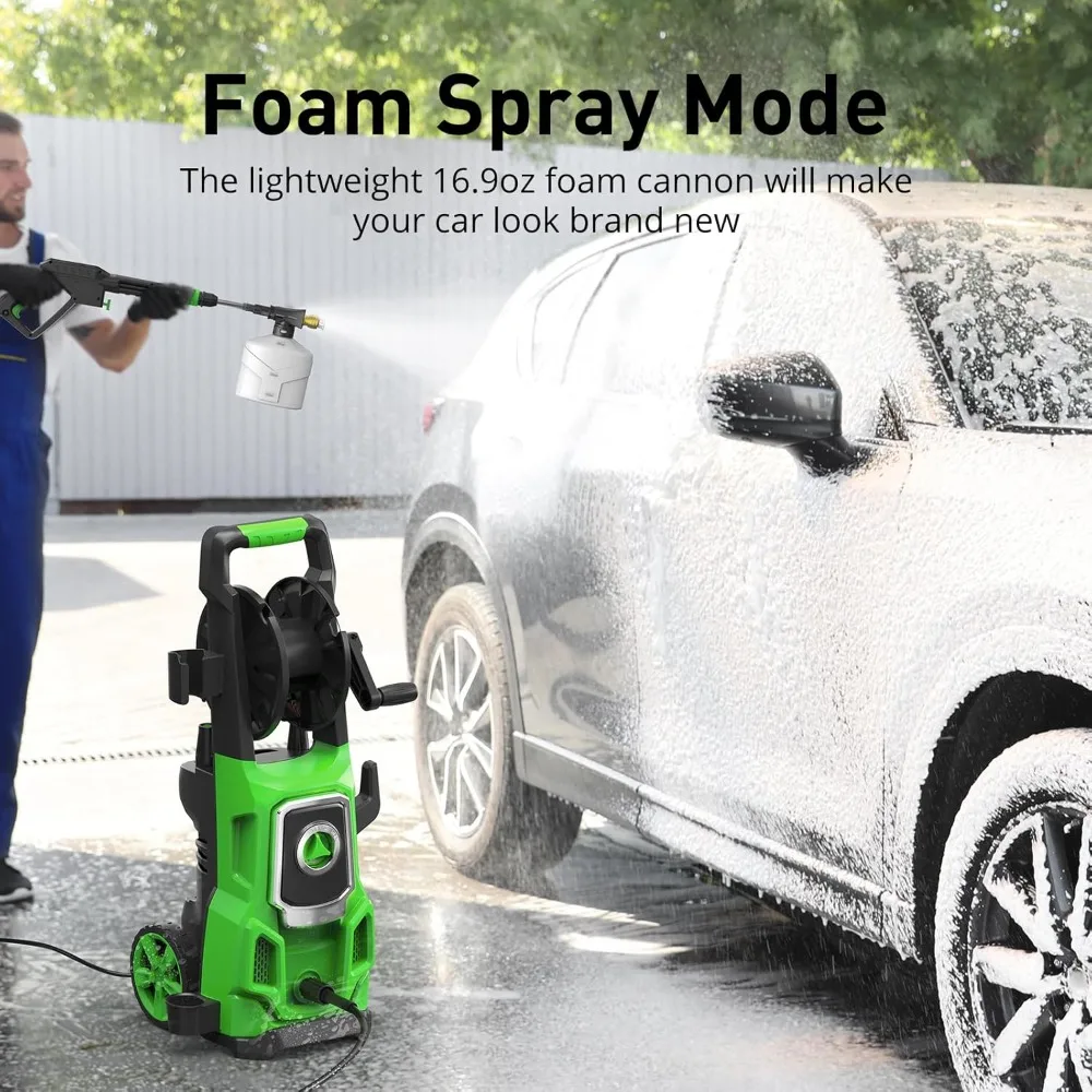 Electric Pressure Washer, Power 4500 Max PSI, 3.2 GPM Power Washer Machine with Hose Reel,4 Quick Connect Nozzles, Foam Cannon