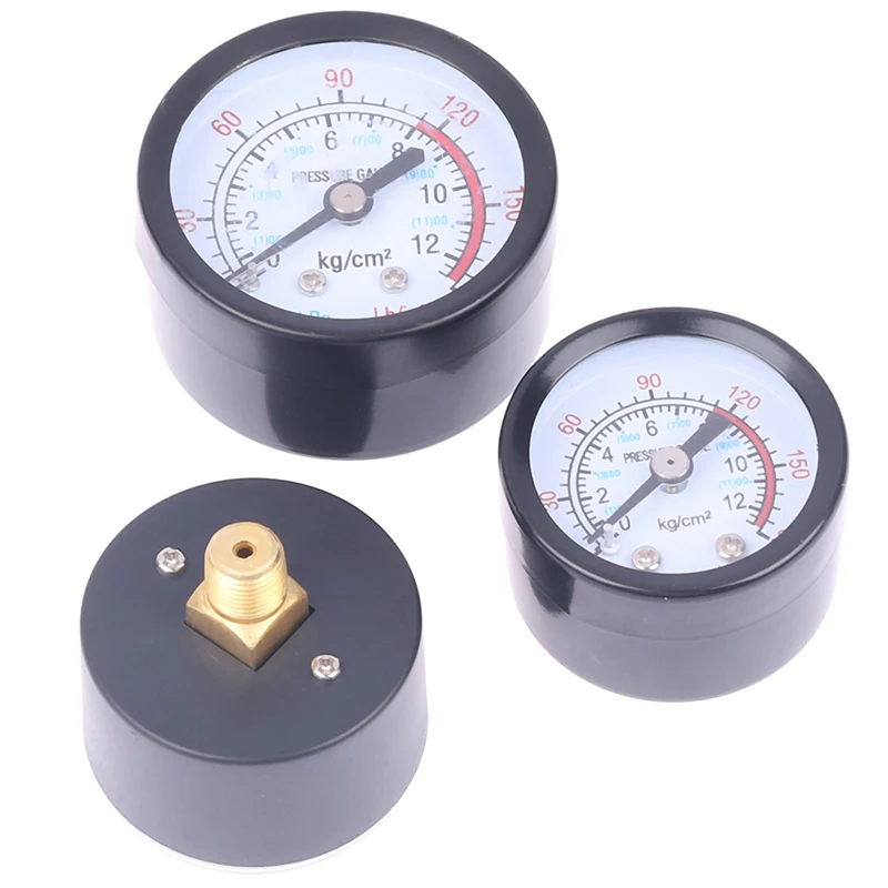 Iron Shell Bar Air Pressure Gauge Double Scale For Air Compressor (1/8, 1/4 Bsp) Thread 0~180PSI