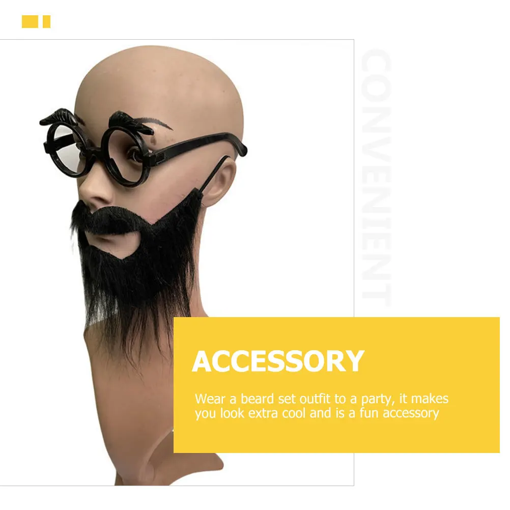 

2Sets Fake Beard Eyeglasses Costume Cosplay Party Decoration Performance Props Fun Mustache Ornament for Adults