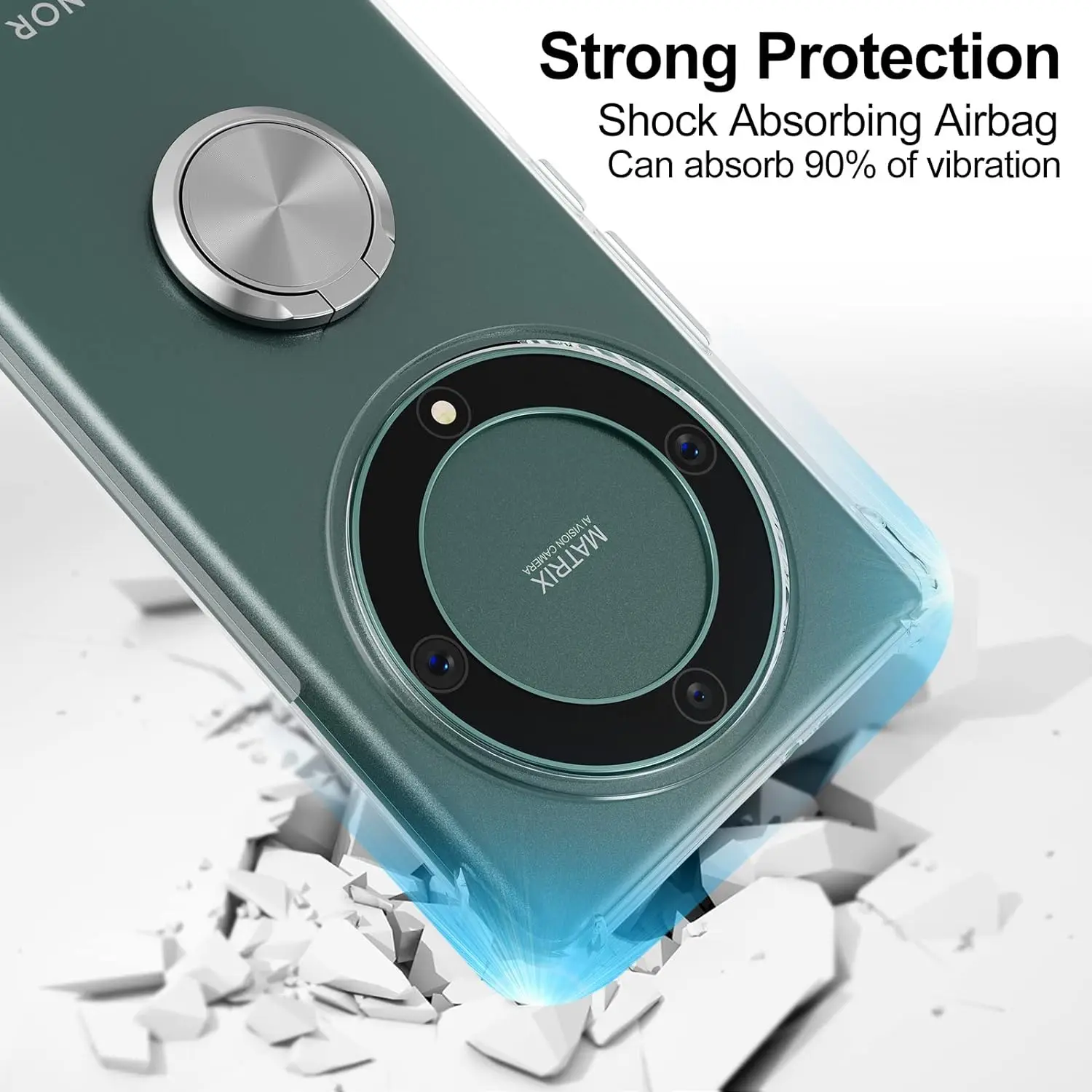 Ring Holder Reinforced Corners Case with Tempered Glass Clear Phone Shockproof Cover for Honor Magic 5 Lite 6 6Lite X9B X9A Pro