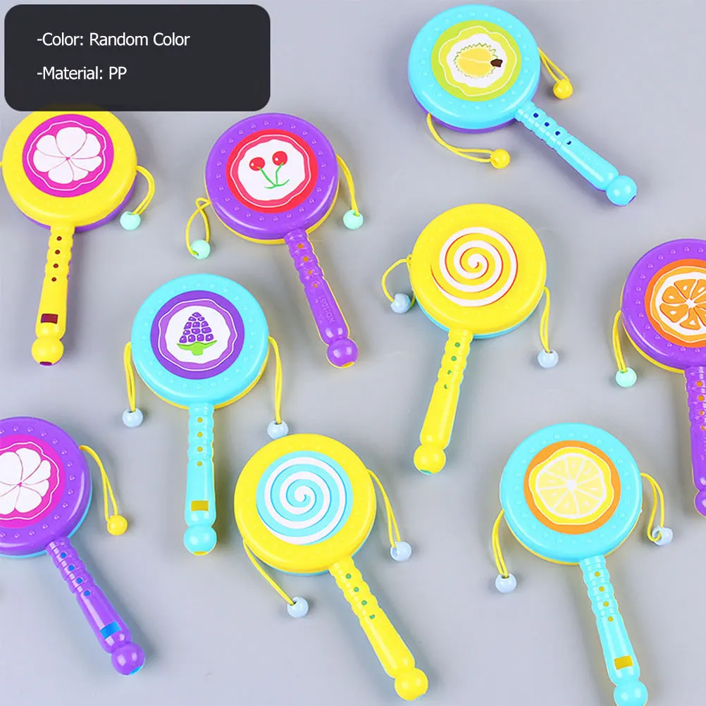 Hochet pour tout-petits, 12 pièces, tambour à main à motifs de dessin animé pour bébé, Shakers éducatifs pour nourrissons, améliore le développement de la Coordination