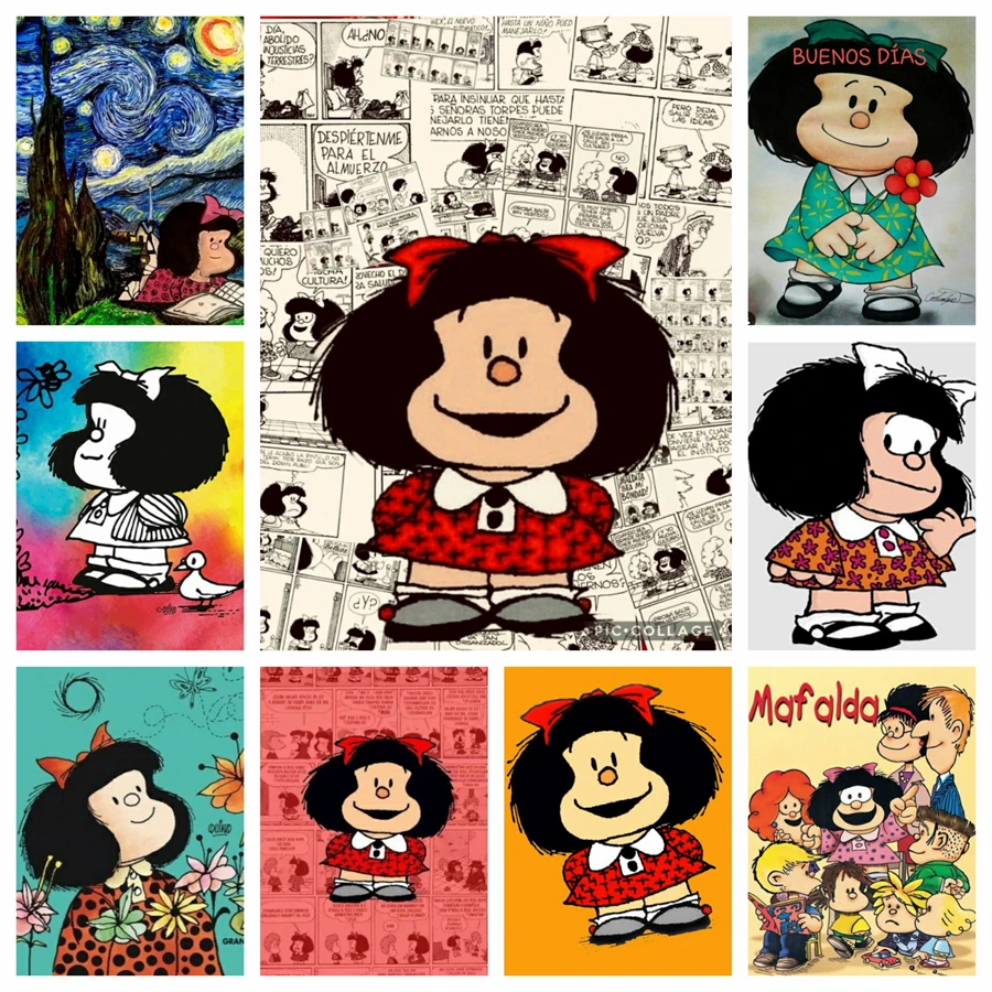 Mafalda Comic Cute Cartoon Girl 5d Full Diamond Painting Famous Art Embroidery Cross Stitch Handcraft Home Decor Kids Gift