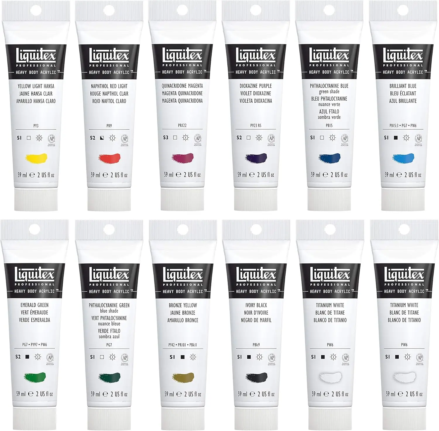 fessional Heavy Body Acrylic Paint, Classic 12 X 59Ml (2-Oz) Set
