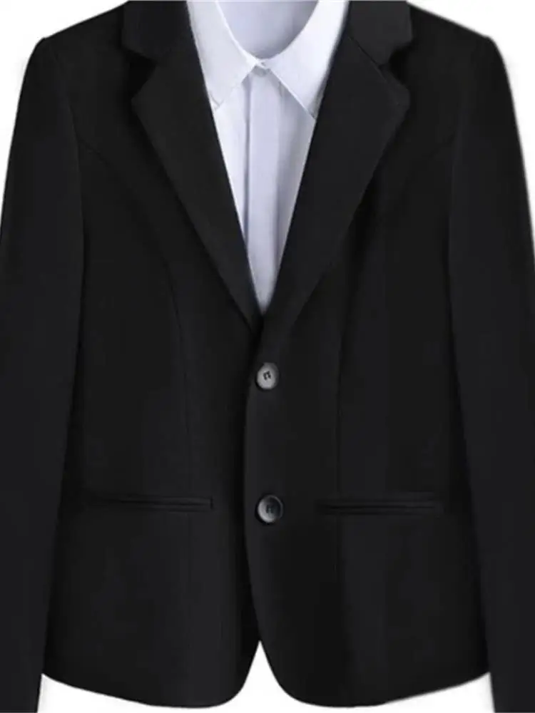 سترة نسائية أنيقة سوداء ضيقة بأسلوب مهني للربيع والخريف، ضرورية للتنقل اليومي، متعددة الاستخدامات بزر واحد وأكمام طويلة #3