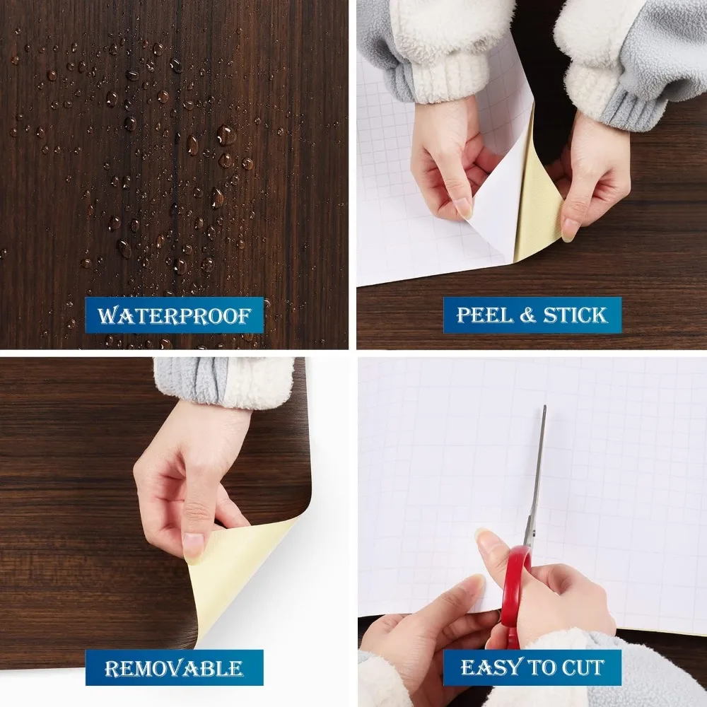 Thick Brown Walnut Wood Contact Paper Peel and Stick for Kitchen Cabinets Waterproof Wallpaper, Easy Installation, Long-lasting image 4