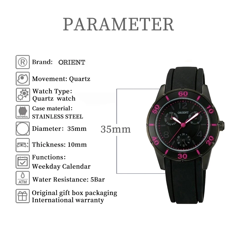 Reloj Orient para mujer Ceas QUARTZ DAY DATE DISPLAY Moda FUT0J001B0