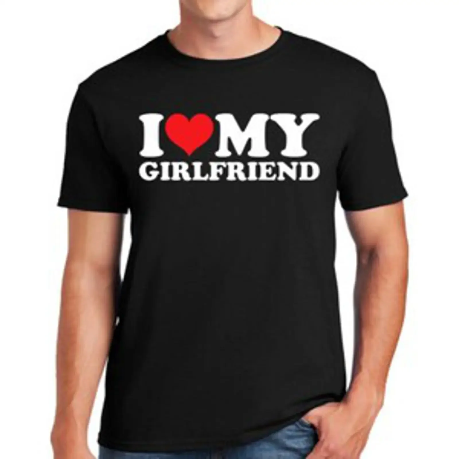 Neu T Shirt I Love My Girlfriend Freund lustig Neuheit Party Witz Geschenk Oberteil vintage Washed Casual Slightly Comfortable