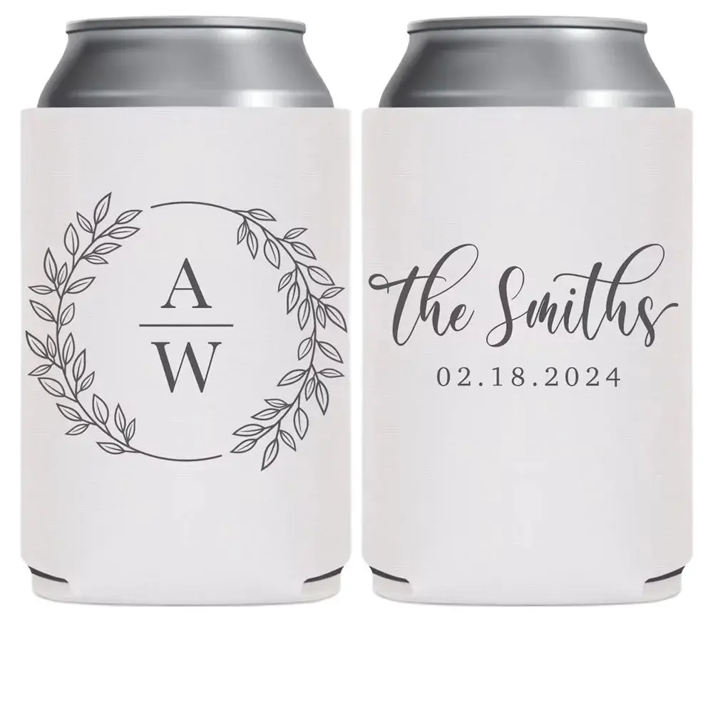 

Wedding Can Coolers Minimalist Wedding Favors for Guests in Bulk Wedding Party Gift Wedding Monogram Basic Floral Wedding Decora
