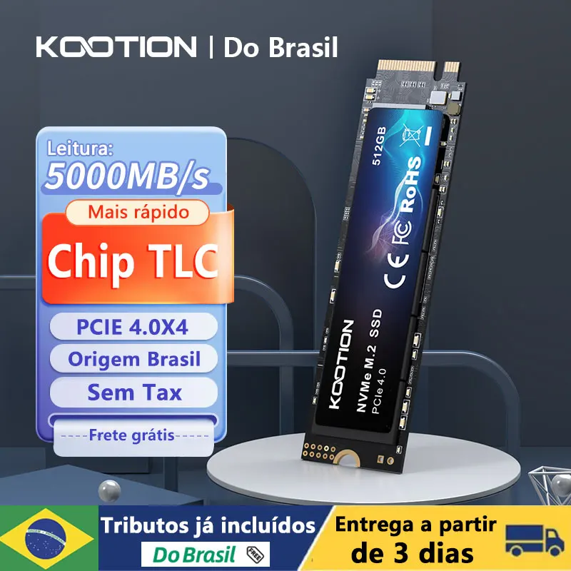 KOOTION M2 SSD NVME 256GB 512GB Gen4 * 4 Unidade de estado sólido PCIE 4.0X4 2280 Disco rígido interno HDD M.2 SSD para PC Laptop Desktop