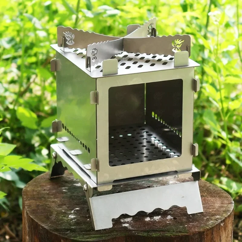 Outdoor camping barbecue portable firewood stove insert rocket stove wild fire