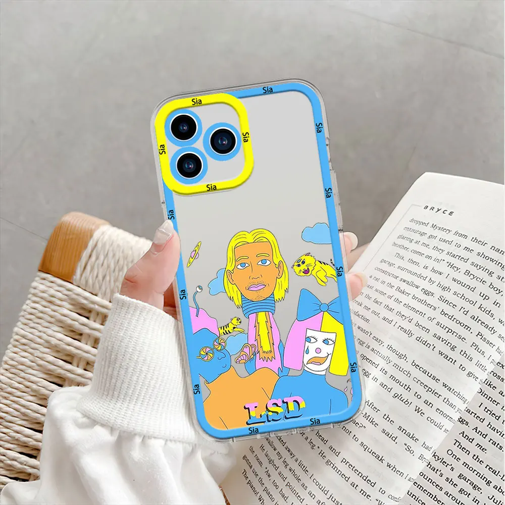 Singer sia LSD Phone Case for iPhone 12 11 13 14 15 16 Max Pro Plus Transparent Bezel Shell