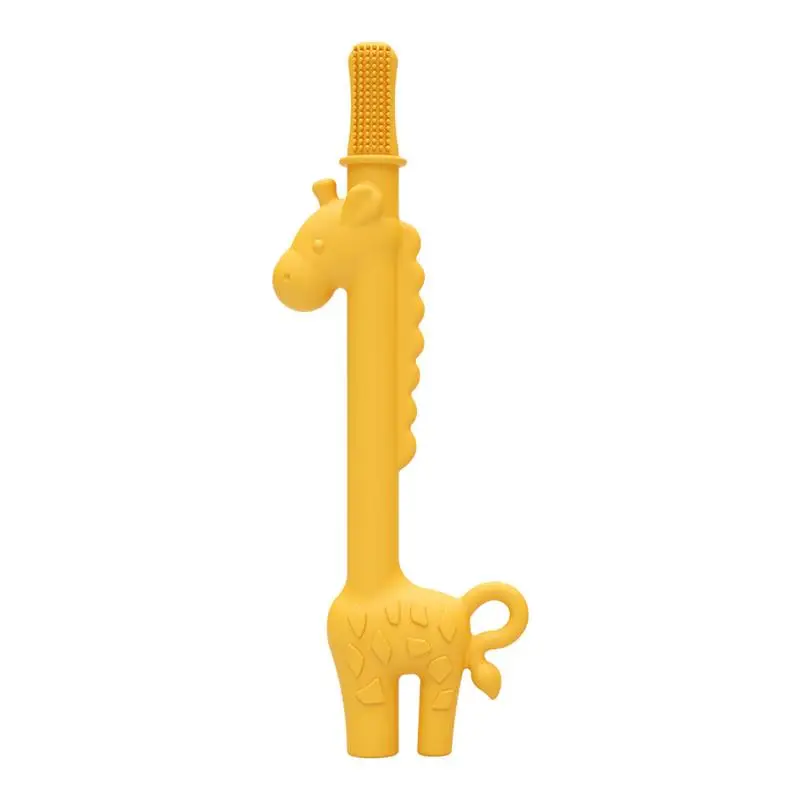 

Giraffe Teether Silicone Toddler Chew Toys In Giraffe Shape Food-Grade Montessori Sensory Toys Hollow Teething Stick Chew Straw