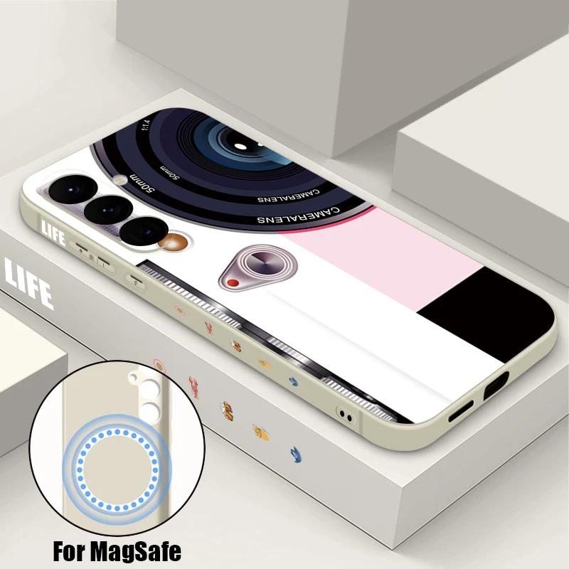 Simple Pattern Magnetic Case For Samsung Galaxy S25 FE S26 S25 S24 S23 S22 Ultra Plus For Magsafe Wireless Charge TPU Soft Cover