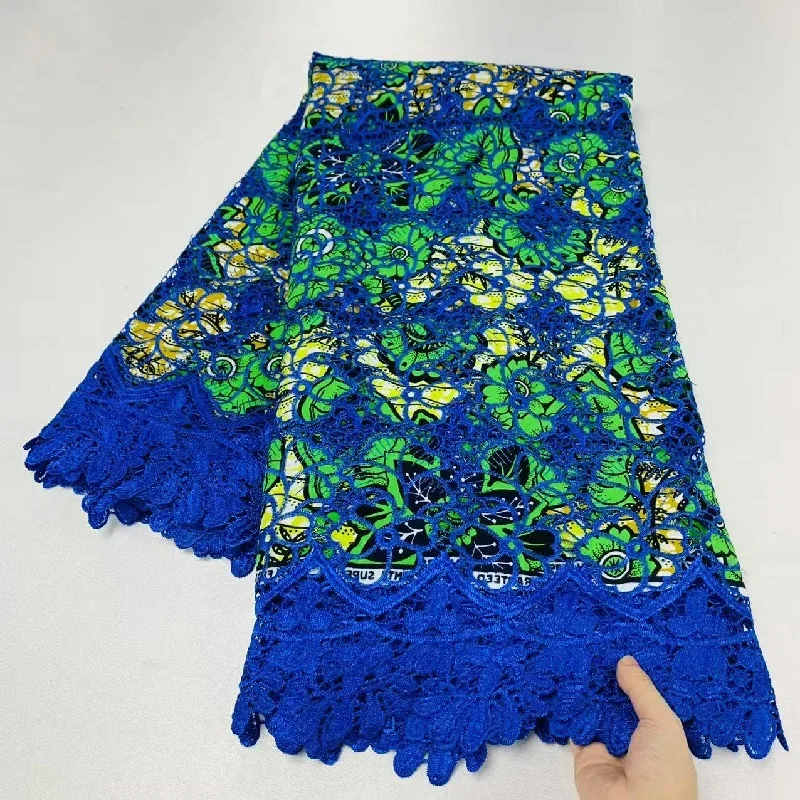 

5Y Высококачественная ткань Анкара, африканский настоящий гипюр, кружевной восковой принт, 100% хлопок, мягкая вышивка тканей для шитья, материал K80906