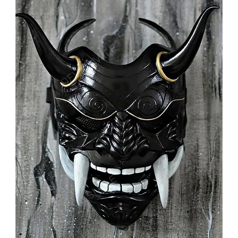 Japanese Hannya demon mask ghost Oni samurai Noh Kabuki red prajna latex mask adult unisex Halloween cosplay props