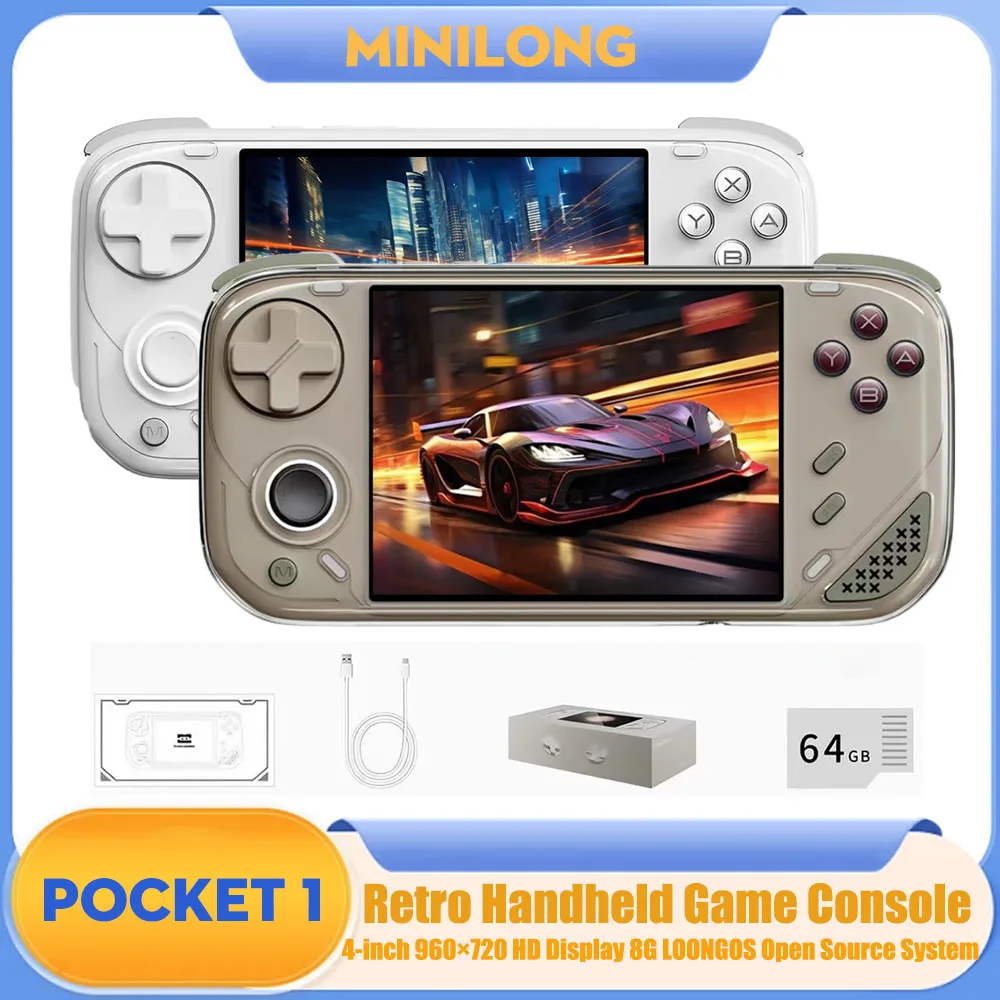 

MINILOONG POCKET 1 Handheld Game Console 4'' IPS Screen HD Output Open Source Systems OTA Upgrades LOONG OS New Console POCKET1