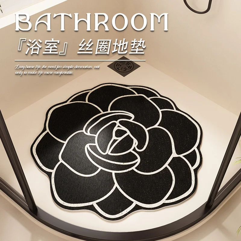 French Style Floral Bathroom Silk Loop Mat Shower Non-Slip Mat Hollow Drainage Mat Perfect Gift for Girl suitable for bathroom