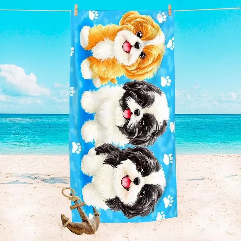 Beach Towels Cute Pet Dog Collection Adults and Teenagers Quick Drying Swimming Pool Towels Travel Swimming and Picnic Towels