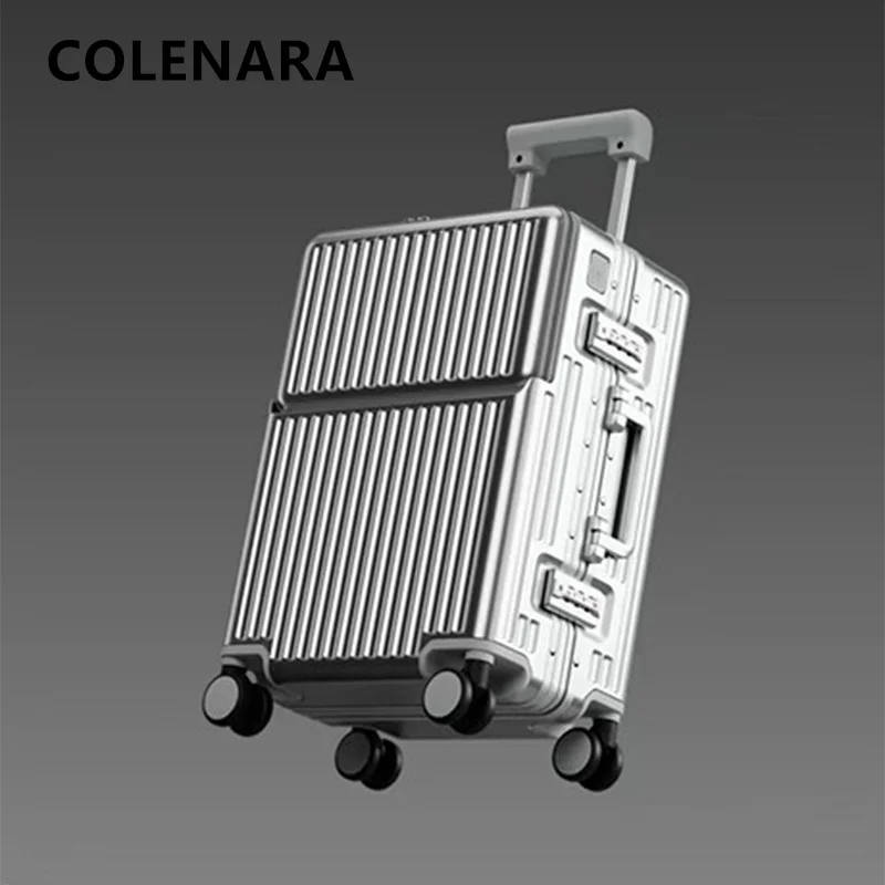 COLENARA Aluminum Frame Suitcase USB Charging Multifunctional Boarding Box 20