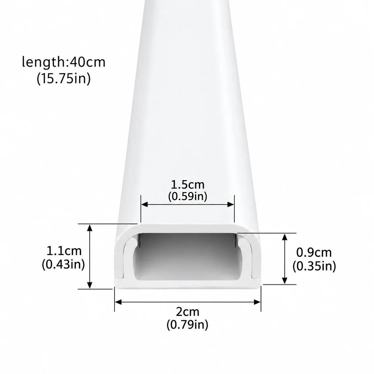 2PCS 40CM/15.74IN PVC Self Adhesive Cable Raceway Square Wire Cover Cord Hider Electric Wire Slot Cable Concealer Organizer