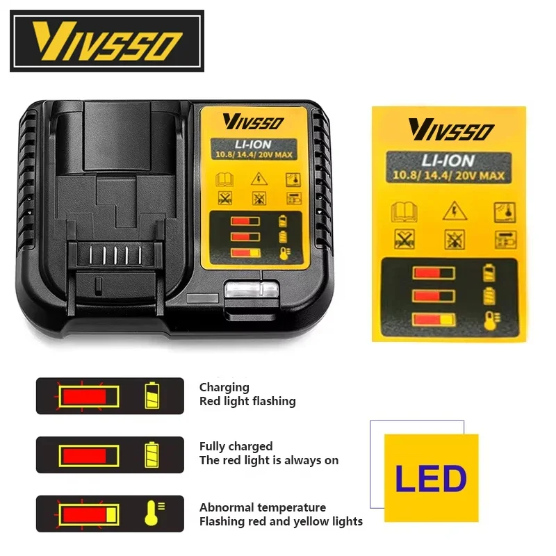 

VIVSSO Lithium battery charger can be used for charging dewalt plug-in batteries