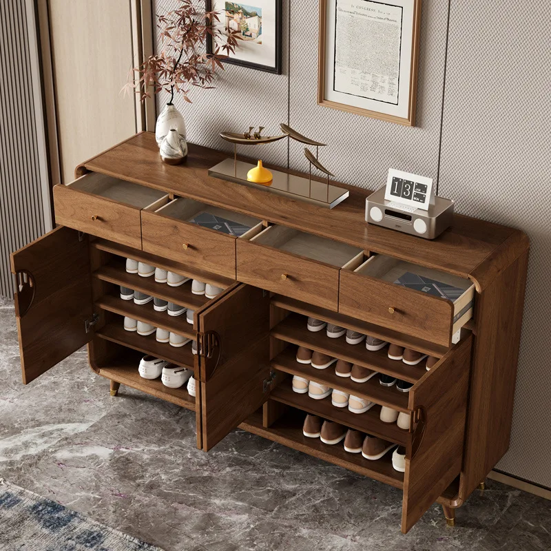 Shoe cabinet household entrance solid wood legs large capacity home Chinese entrance balcony storage modern simple foyer cabinet