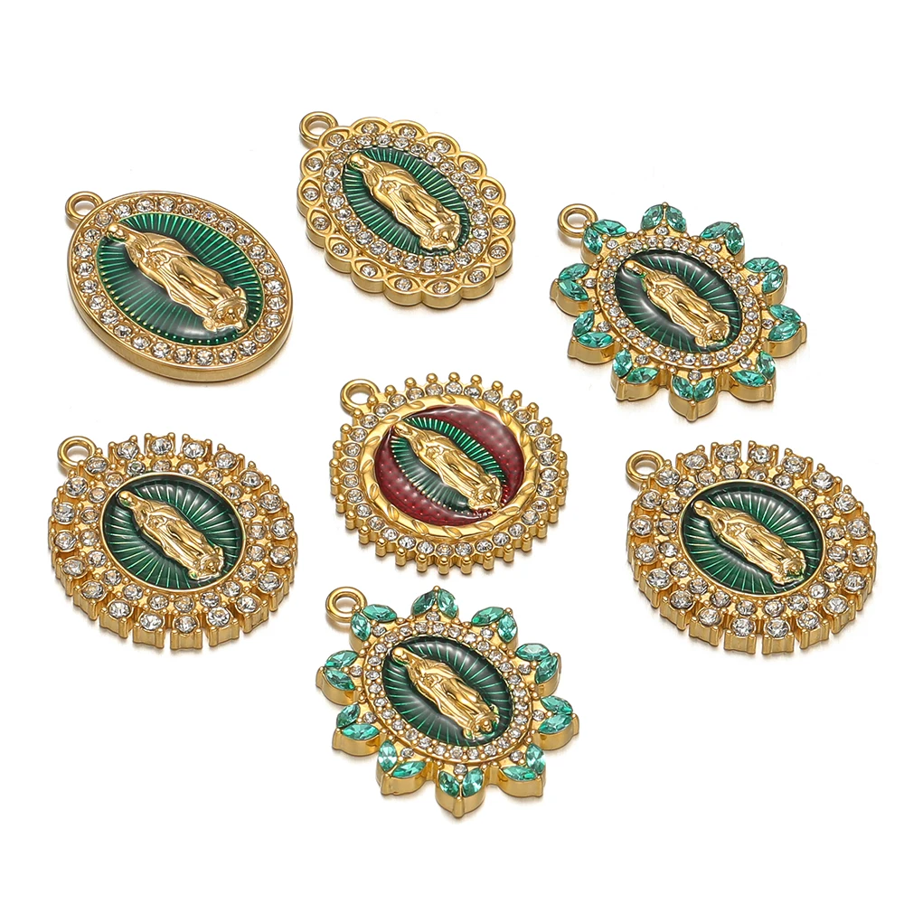 2 قطعة المينا الفولاذ المقاوم للصدأ يسوع المسيح سحر الزركون المعلقات DIY بها بنفسك مجوهرات قلادة سوار النتائج أقراط صنع الإمدادات