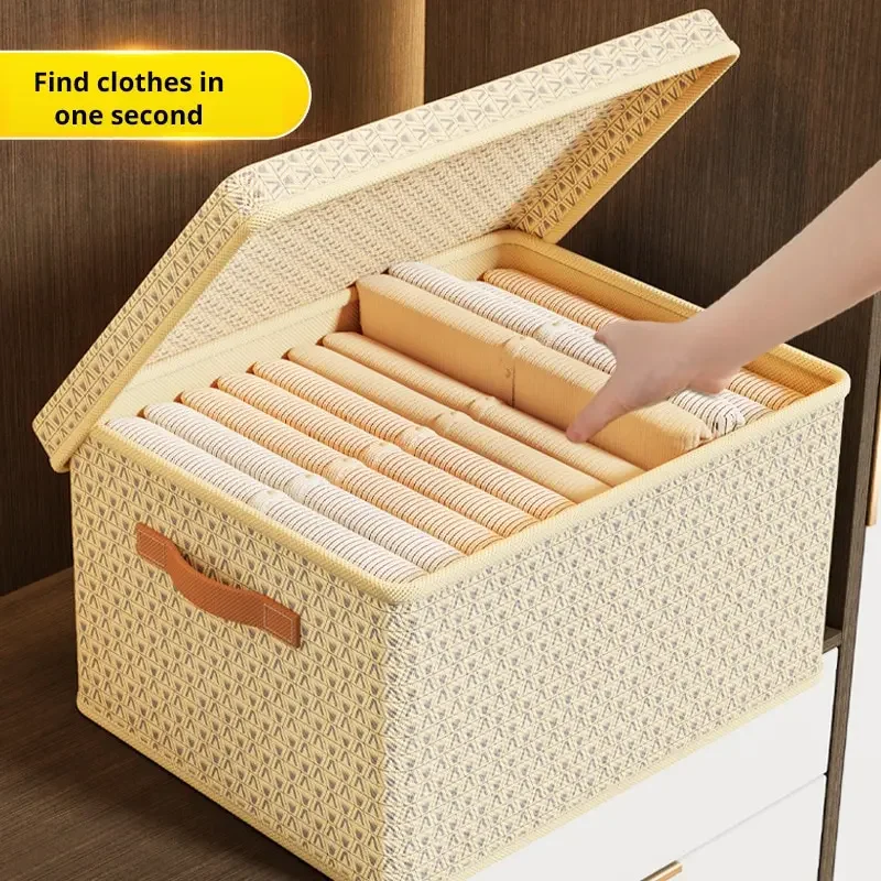 Household High-capacity Clothing and Pants Storage Artifact, Underwear Storage Box, Drawer Style Foldable Storage Box with Lid