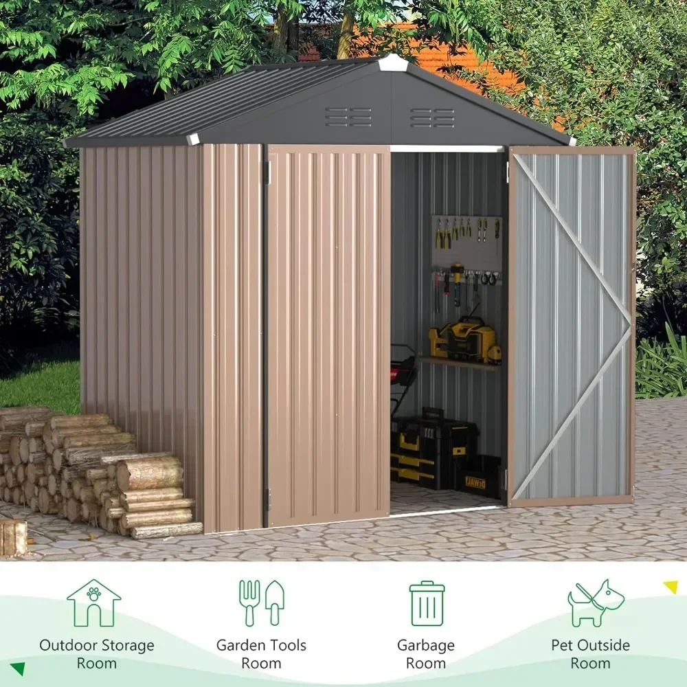 6 x 4FT Patio Sheds Outdoor Storage Shed Lockable Bike Shed Tools Prefabricated Warehouse Lawn Garden Buildings Booth Shed