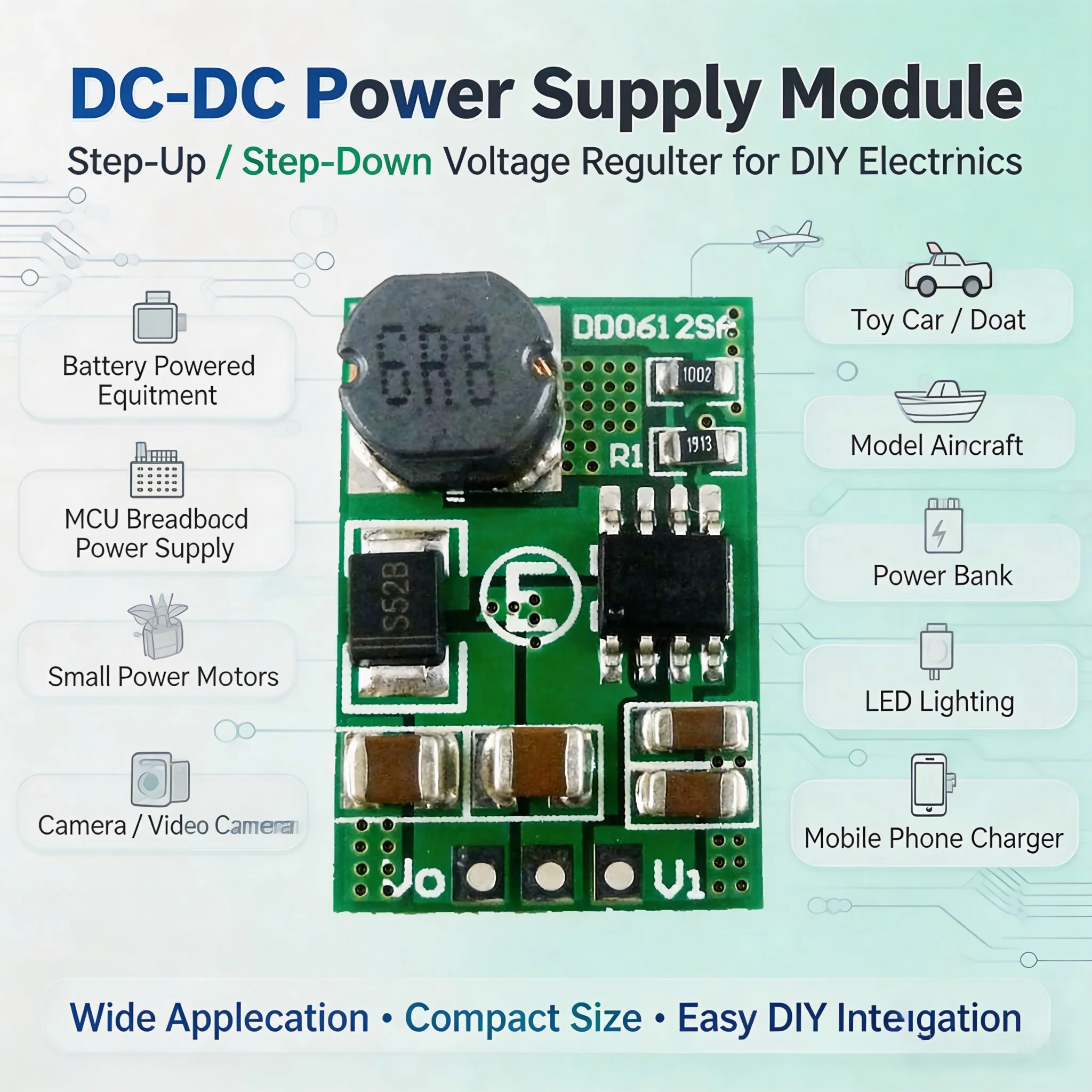 35A Step up Boost Converter Module 3-5V to 5-12V Adjustable Voltage Regulator DC Power Board for Electronic Projects