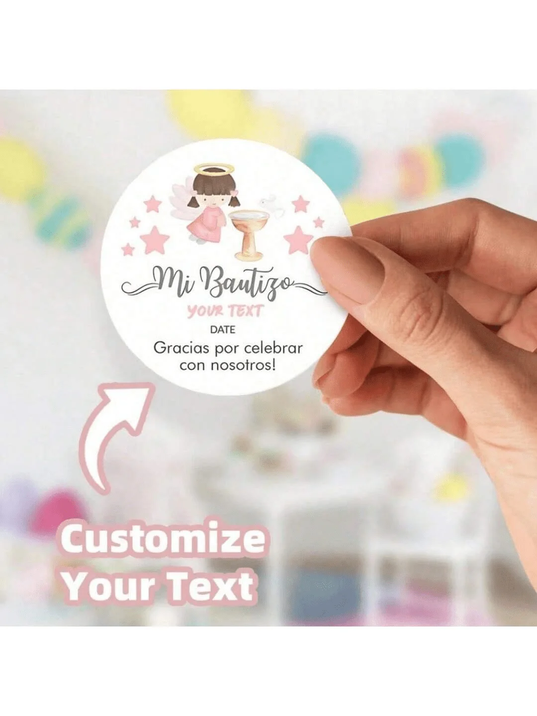 100 قطعة اسم شخصي ملصقات لصالح التواصل الأول ، ملصقات المناولة الأولى ، مقاومة للماء 1.5 ~ 3 بوصة ملصقات المناولة المقدسة الأولى