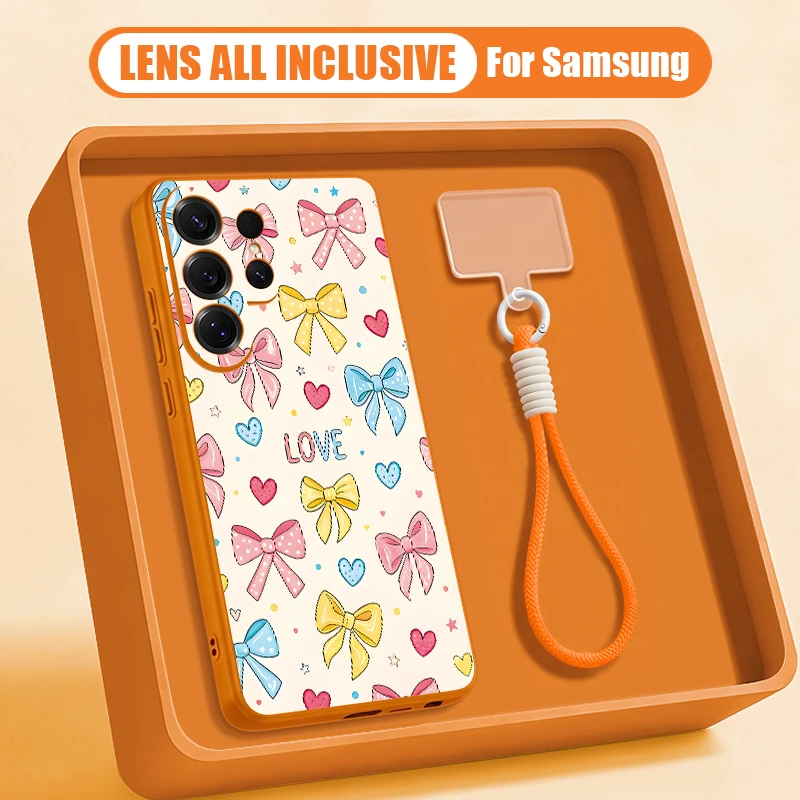Cute Cartoon Bowknots Print Case For Samsung S26 S25 Ultra S24 S23 FE S22 A17 A37 A54 A55 A56 A57 5G Hybrid Magnetic Matte Cover