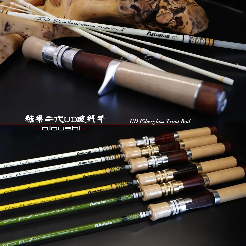Aioushi Candy Second Generation UD Fiberglass Makou Rod Portable Four Section Fuji A-Ring Handmade Cork Handle