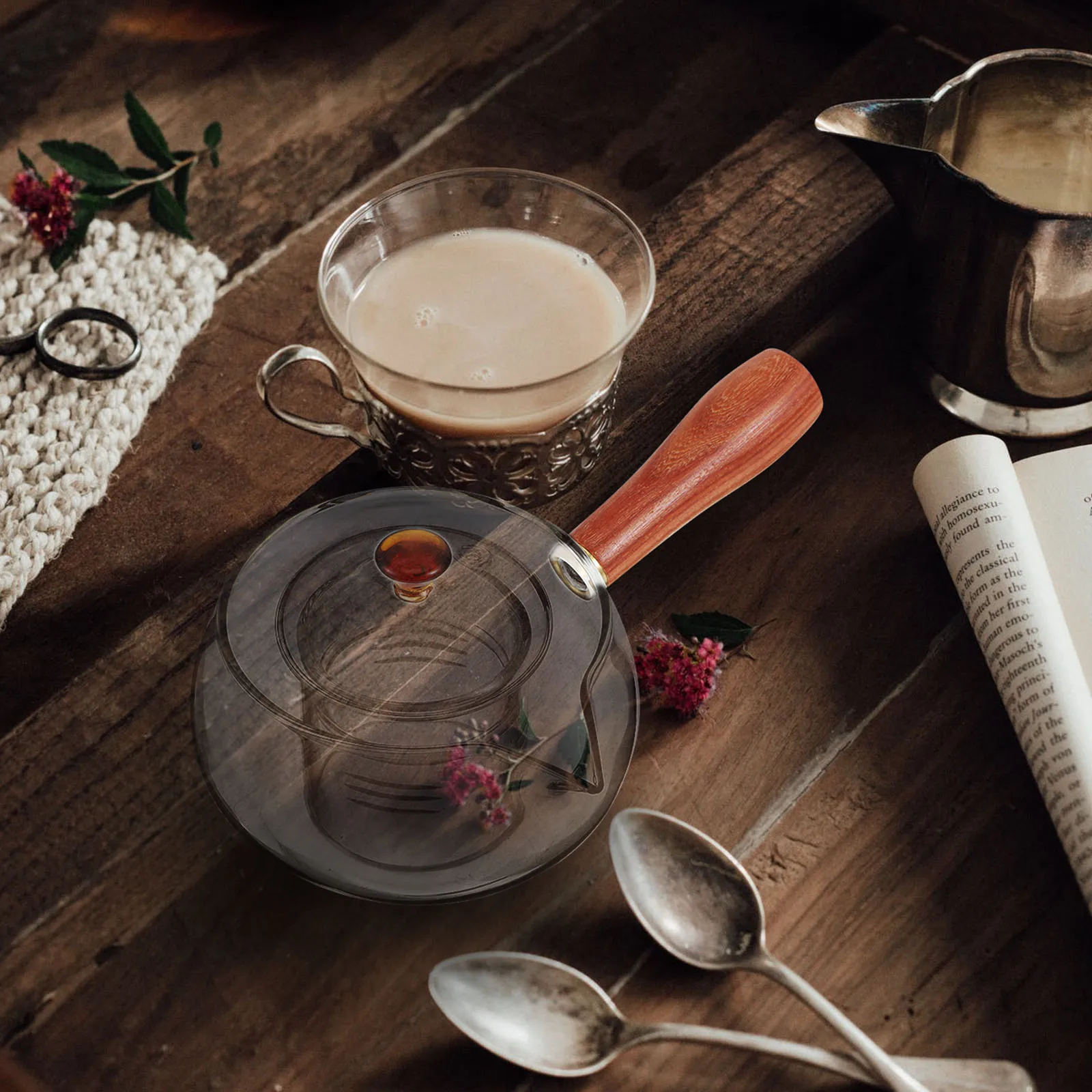 

1Pcs Side Handle Tea Kettle Glass Transparent Water Heating Pot for Home Office Use Fast Boiling Easy Clean Anti-Scald Long